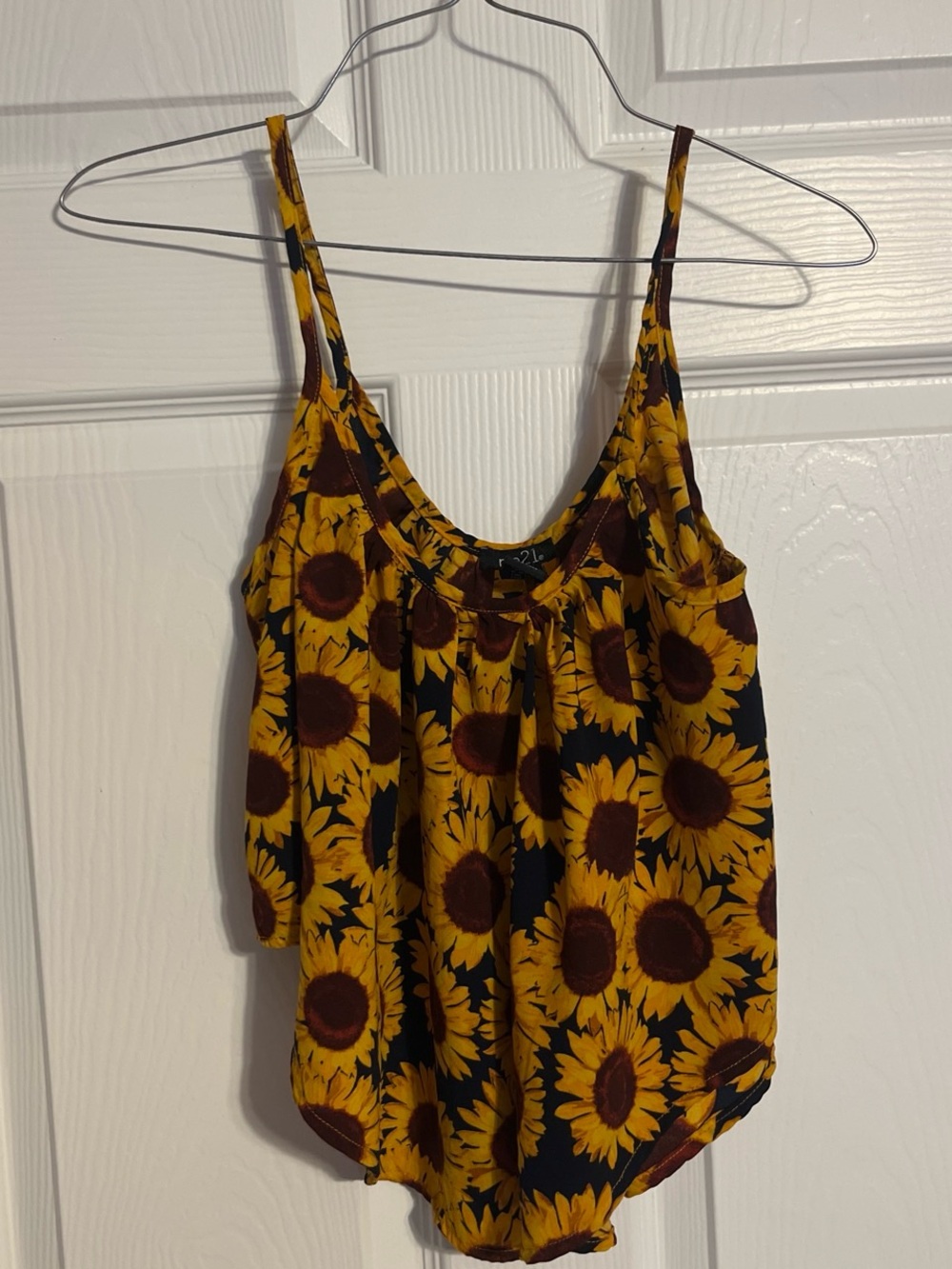 Sunflower Print Crop Top - Yellow